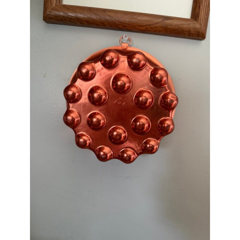 Vintage Copper Aluminum Fluted Round Small Jello Mold 4 Cups